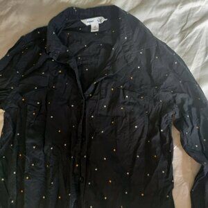 Old Navy Medium Tall Black Collared Button Up with Stars
